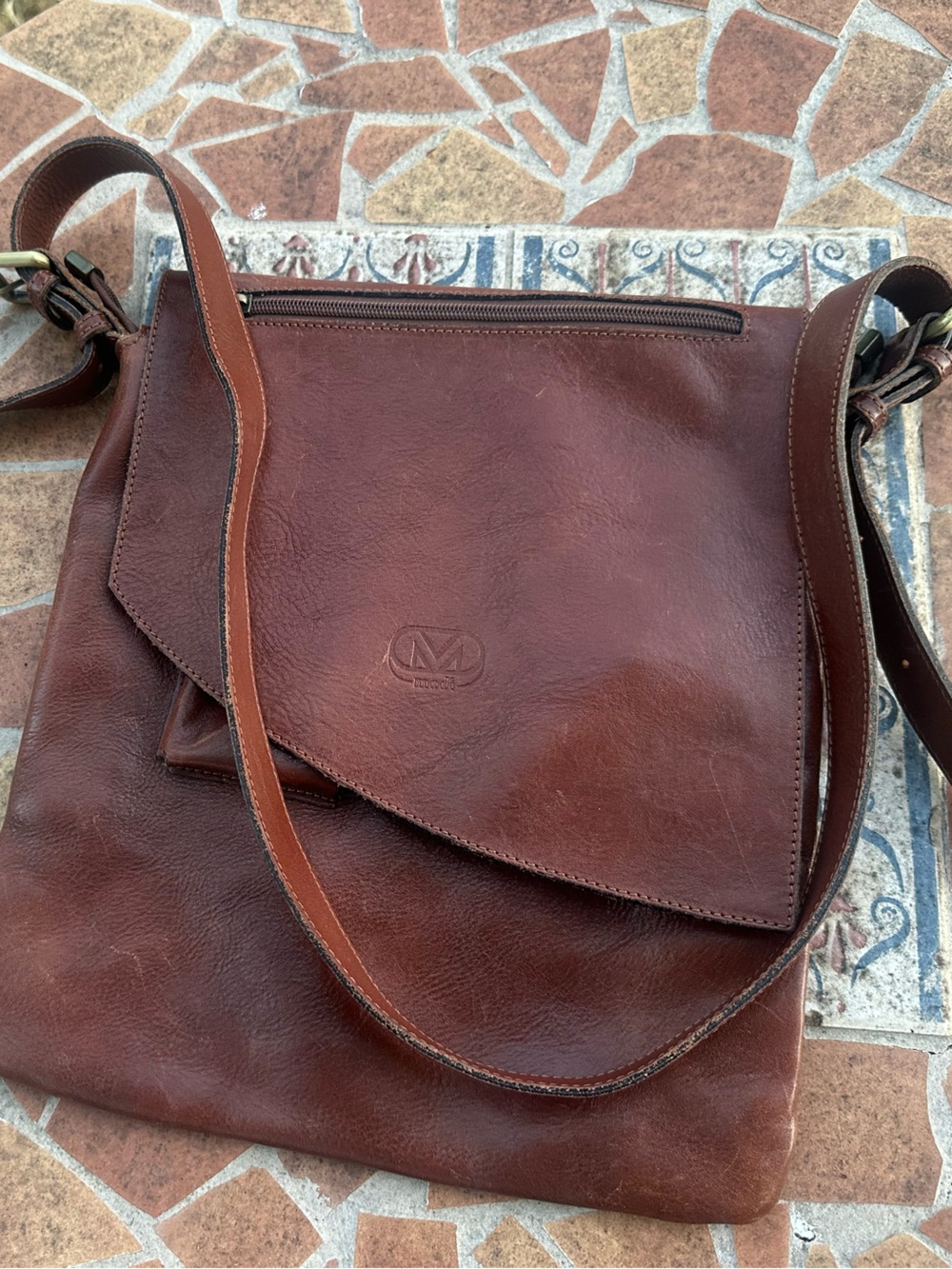 Modi Made in Italy Genuine Leather Vintage Brown Handbag Purse